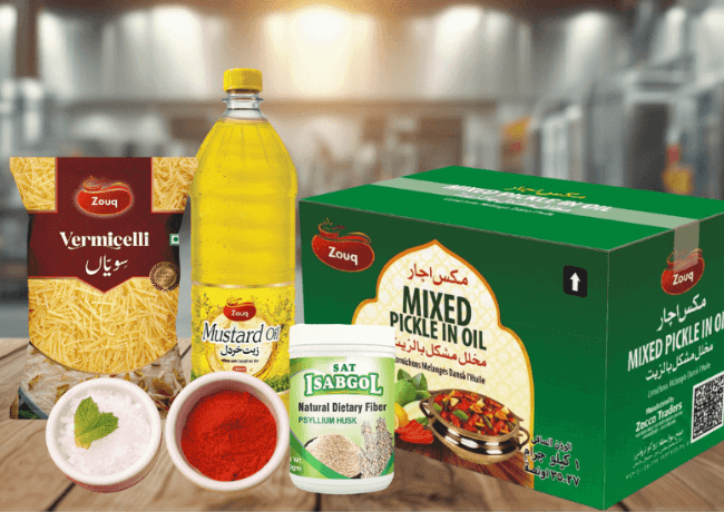 Food Export Products from Pakistan. Assorted spice and specialty food products arranged for export